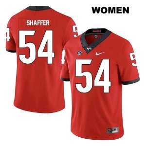 Women's Georgia Bulldogs NCAA #54 Justin Shaffer Nike Stitched Red Legend Authentic College Football Jersey LEI1254GH
